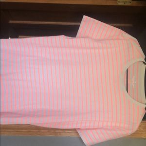 Striped shirt. Off white with salmon.